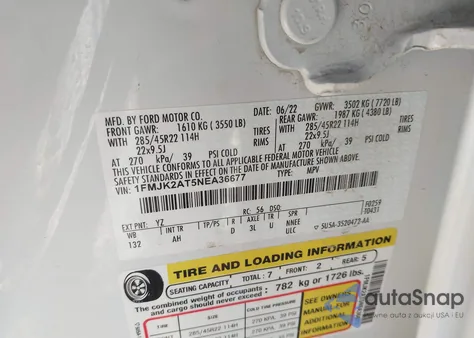 2022 Ford Expedition Max Limited из США, поврежденный, VIN 1FMJK2AT5NEA36677